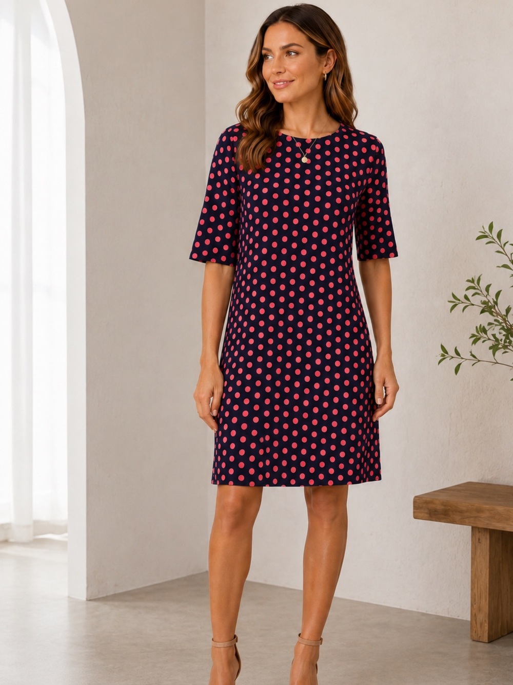 GAP Navy & Pink Polka Dot Shift Dress XS